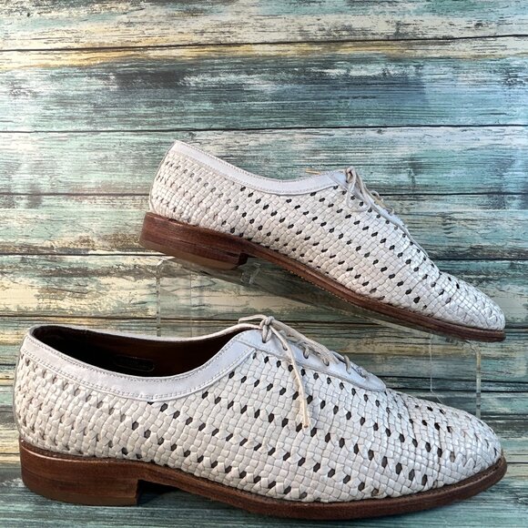 Allen Edmonds Seville Oxfords Mens 8.5 EEE White Basket Weave Leather Dress Shoe main image 12